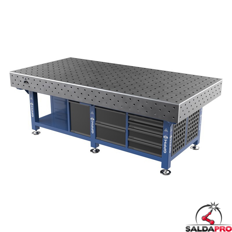 Stazione saldatura WeldStation SteelEco GPPH 2,4x1,2mt spessore 8mm, fori 16mm griglia 100x100mm