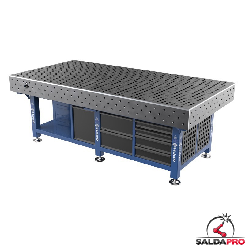 Stazione saldatura WeldStation SteelEco GPPH 2,4x1,2mt spessore 8mm, fori 16mm griglia 50x50mm