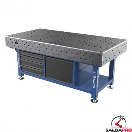 Stazione saldatura WeldStation SteelEco GPPH 2x1mt spessore 8mm, fori 16mm griglia 100x100mm