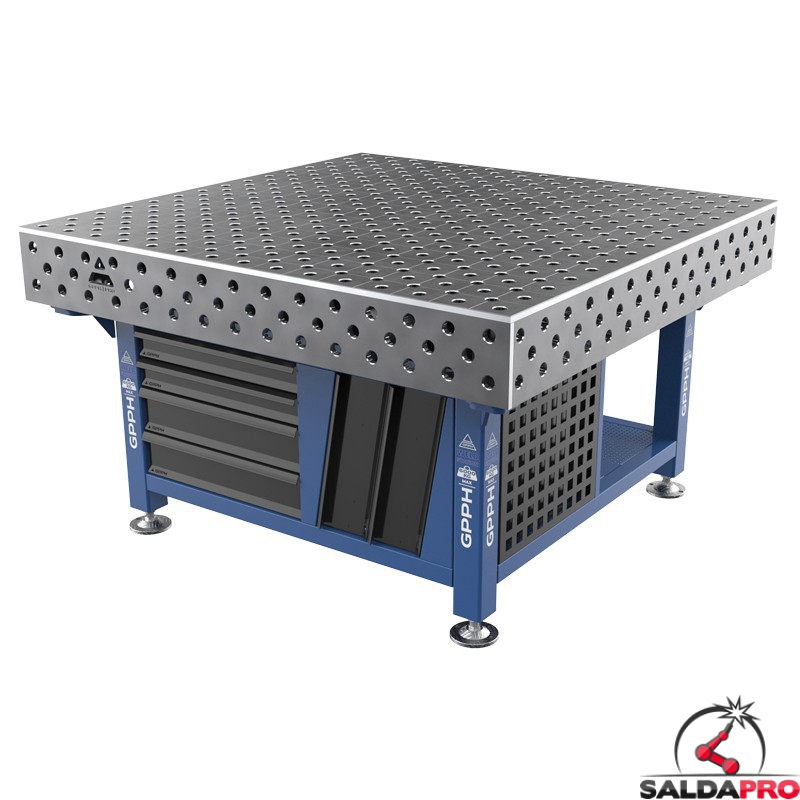 Stazione saldatura WeldStation SteelEco GPPH 1,5x1,48mt spessore 8mm, fori 28mm griglia diagonale