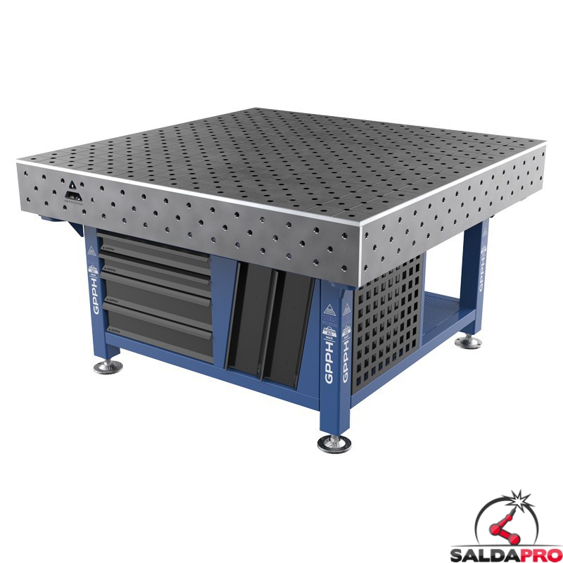 Stazione saldatura WeldStation SteelEco GPPH 1,5x1,48mt spessore 8mm, fori 16mm griglia diagonale