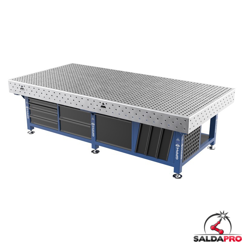 Stazione saldatura WeldStation SteelMax INOX GPPH 3x1,48mt spessore 15mm, fori 16mm griglia 50x50mm