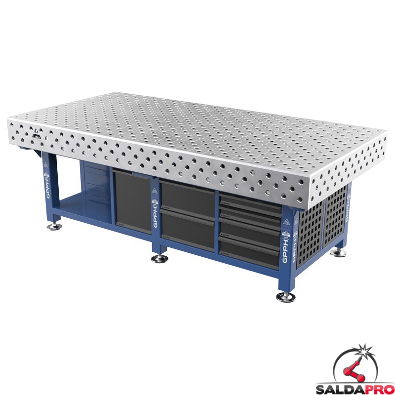 Stazione saldatura WeldStation SteelMax INOX GPPH 2,4x1,2mt spessore 15mm, fori 28mm griglia diagonale