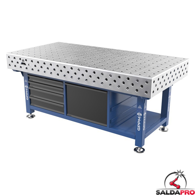 Stazione saldatura WeldStation SteelMax INOX GPPH 2x1mt spessore 15mm, fori 28mm griglia 100x100mm