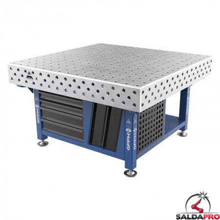Stazione saldatura WeldStation SteelMax INOX GPPH 1,5x1,48mt spessore 15mm, fori 28mm griglia 100x100mm
