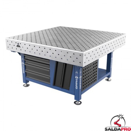 Stazione saldatura WeldStation SteelMax INOX GPPH 1,5x1,48mt spessore 15mm, fori 16mm griglia diagonale