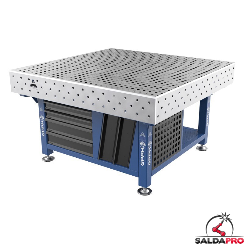 Stazione saldatura WeldStation SteelMax INOX GPPH 1,5x1,48mt spessore 15mm, fori 16mm griglia 50x50mm