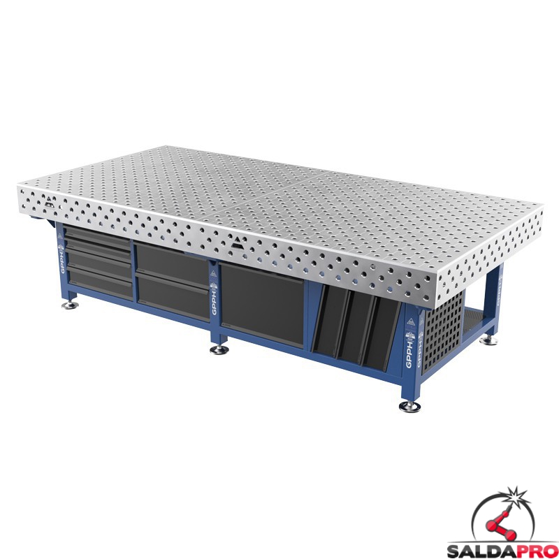 Stazione saldatura WeldStation SteelPlus INOX GPPH 3x1,48mt spessore 12mm, fori 28mm griglia diagonale