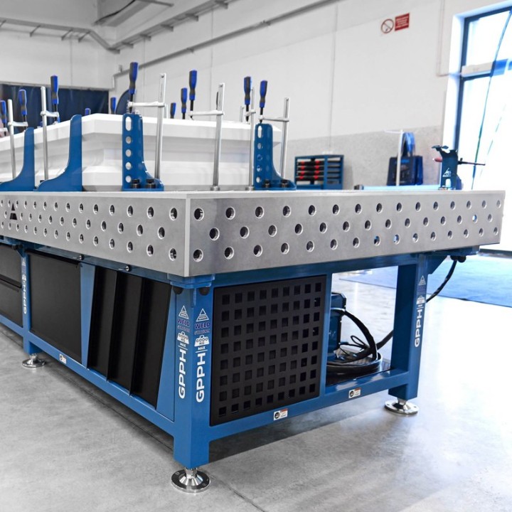Stazione saldatura WeldStation SteelPlus INOX GPPH 2,4x1,2mt spessore 12mm, fori 16mm griglia 100x100mm