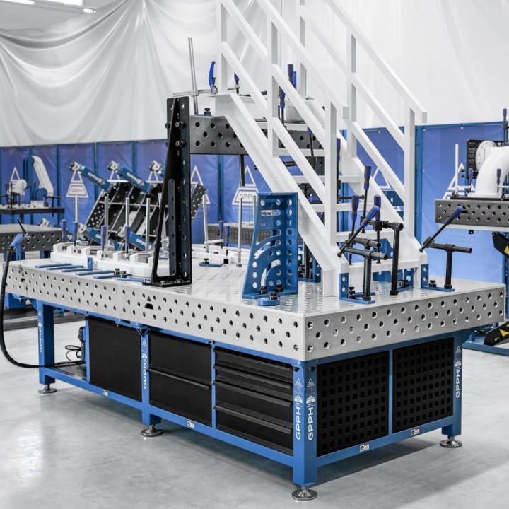Stazione saldatura WeldStation SteelPlus INOX GPPH 2x1mt spessore 12mm, fori 28mm griglia 100x100mm