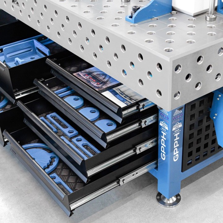 Stazione saldatura WeldStation SteelPlus INOX GPPH 2x1mt spessore 12mm, fori 16mm griglia 100x100mm