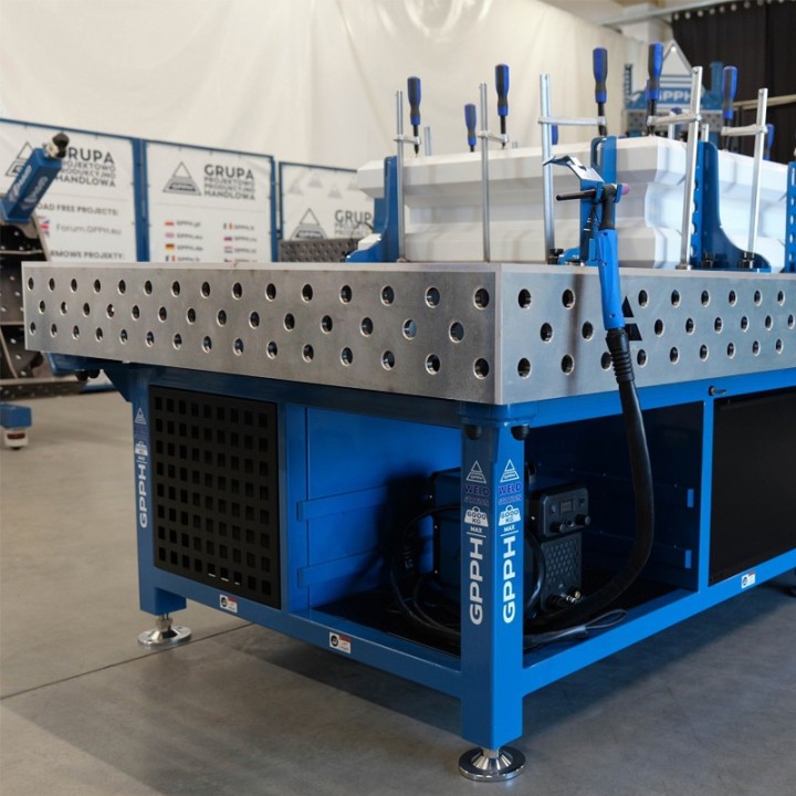 Stazione saldatura WeldStation SteelPlus INOX GPPH 2x1mt spessore 12mm, fori 16mm griglia 100x100mm