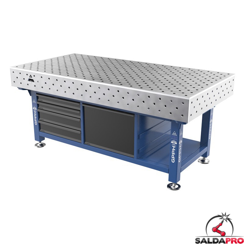 Stazione saldatura WeldStation SteelPlus INOX GPPH 2x1mt spessore 12mm, fori 16mm griglia diagonale