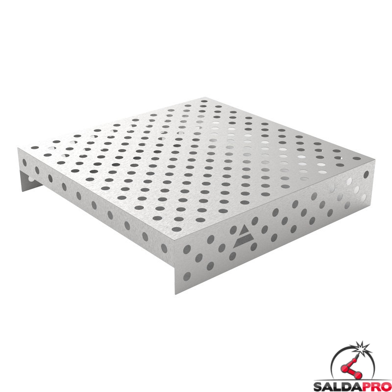 Copertura in acciaio inox GPPH 1x1mt per tavoli saldatura fori 28mm griglia diagonale