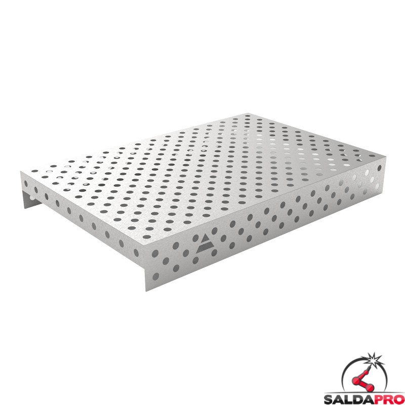 Copertura in acciaio inox GPPH 1,5x1mt per tavoli saldatura fori 28mm griglia diagonale