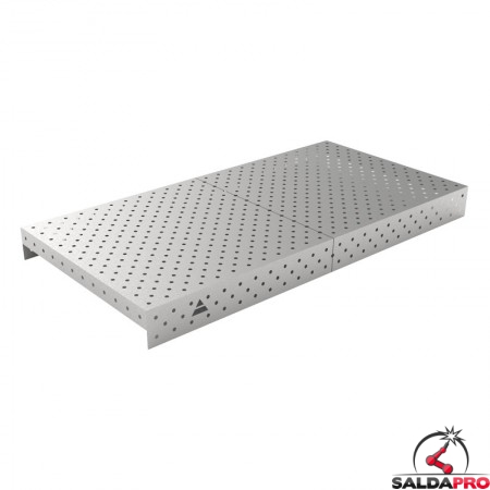 Copertura in acciaio inox GPPH 2,4x1,2mt per tavoli saldatura fori 16mm griglia diagonale