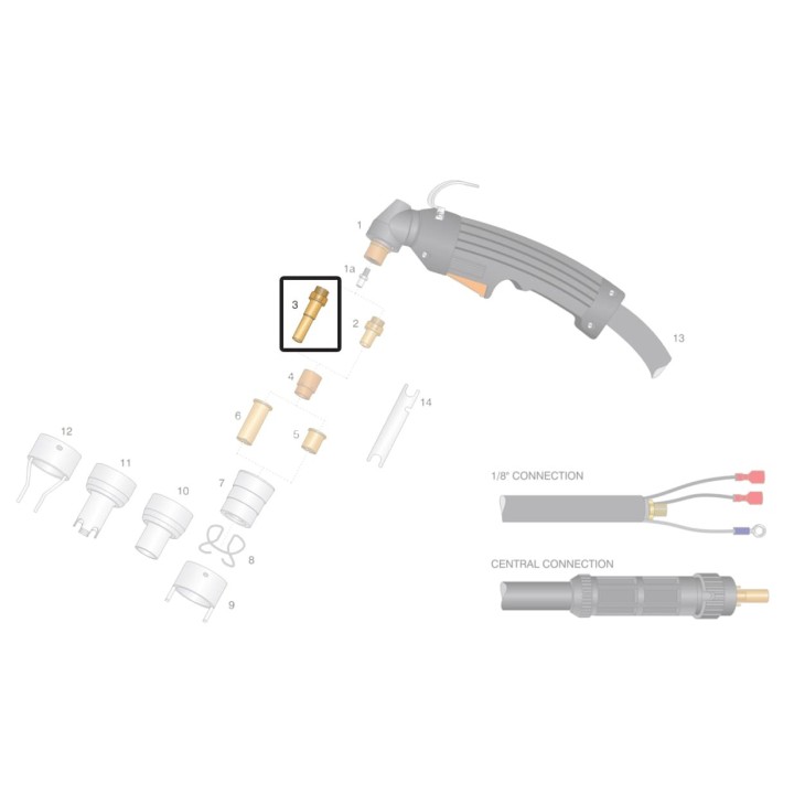 Elettrodo HF lungo per torce al plasma CEBORA® - Lincoln (10pz)