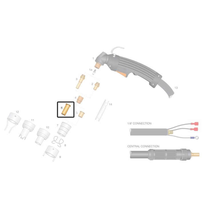 Ugello rame long life lungo Ø 1,0-1,1-1,2mm per torce al plasma CEBORA® (10pz)
