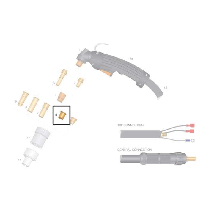 dettaglio ugello rame std 1,0mm ricambio torce plasma cebora hypertherm