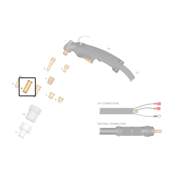 Ugello rame long life lungo Ø1,0 mm torce al plasma Cebora - Lincoln (10pz)