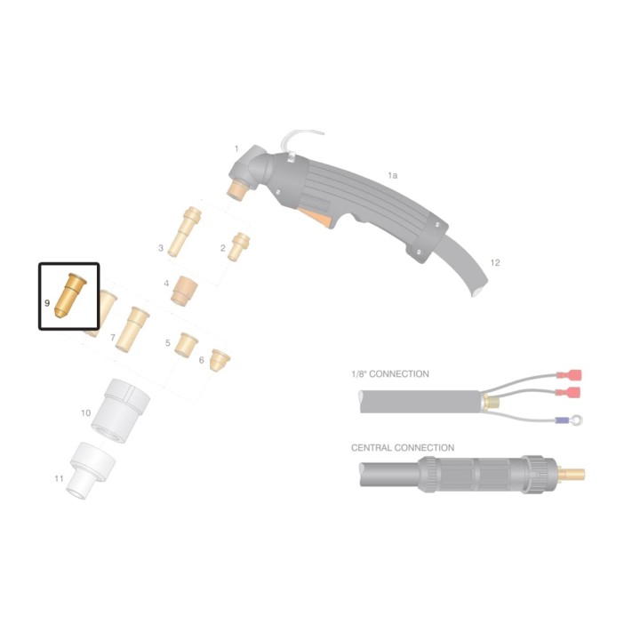 Ugello rame conico lungo Ø1,0 mm torce al plasma Cebora (10pz)