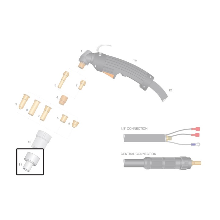 Protezione ugello lungo per torce al plasma P50 P35 HF CEBORA (10pz)