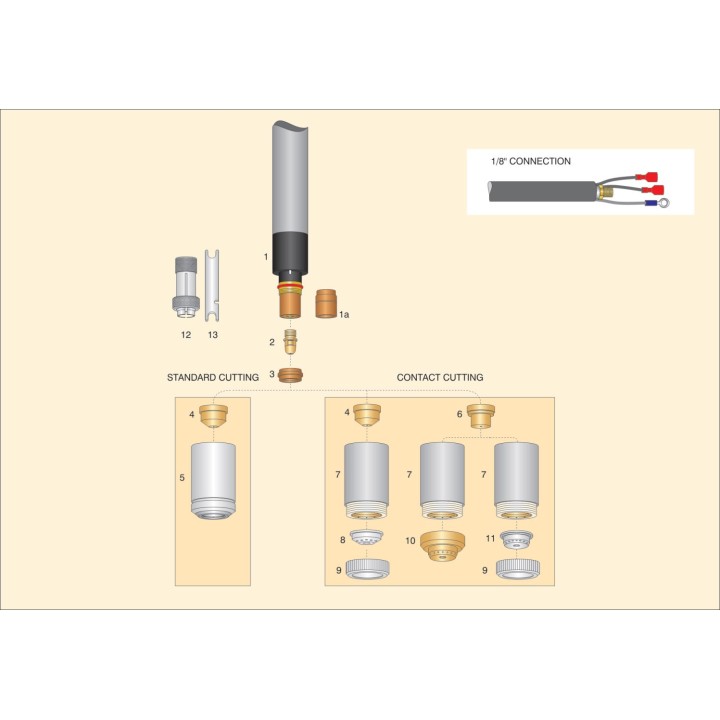Torcia macchina completa Cebora MP150 attacco 1/8" taglio al plasma