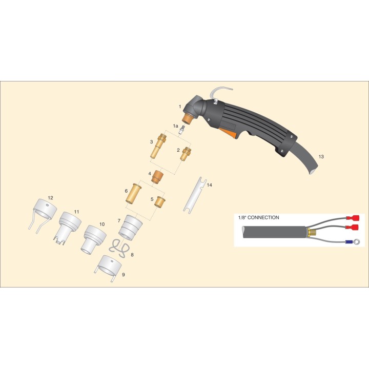 Torcia completa Cebora P70 terminale 1/8" taglio al plasma