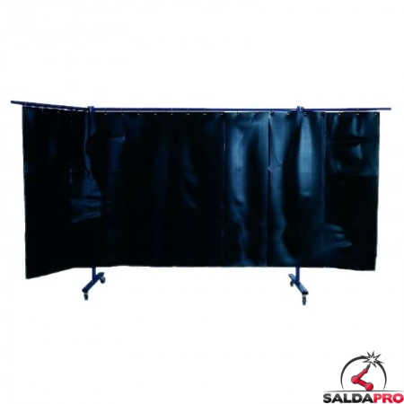 Parete protettiva a 3 pezzi con tenda a lamelle per saldatura 380x183 cm