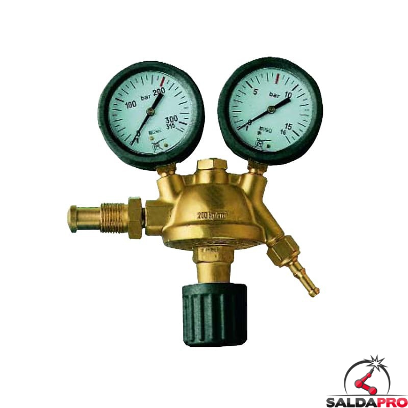 Riduttore regolatore di pressione gas AZOTO 315bar 2 manometri per saldatura 