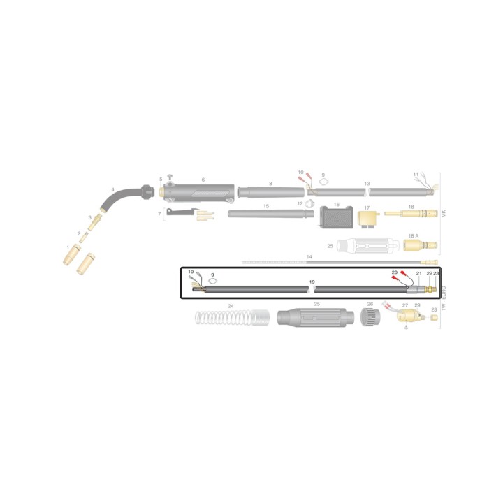 Cavo assemblato USA per TW1 EURO CONNECTION diam.12x1