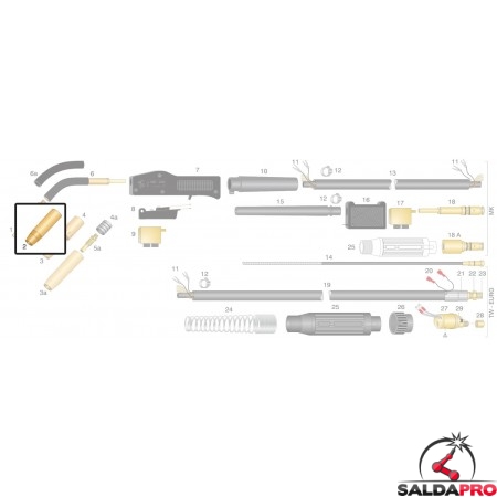 Ugello gas isolato Ø 13-16-19 mm per torcia TW (10pz)