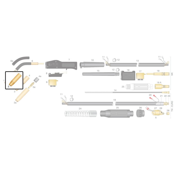 Ugello gas isolato Ø 13-16-19 mm per torcia TW (10pz)