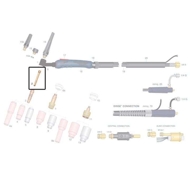 Pinza serra elettrodo Ø0,5-3,2mm torcia WP-9 WP-20 per saldatura TIG (10 pz)