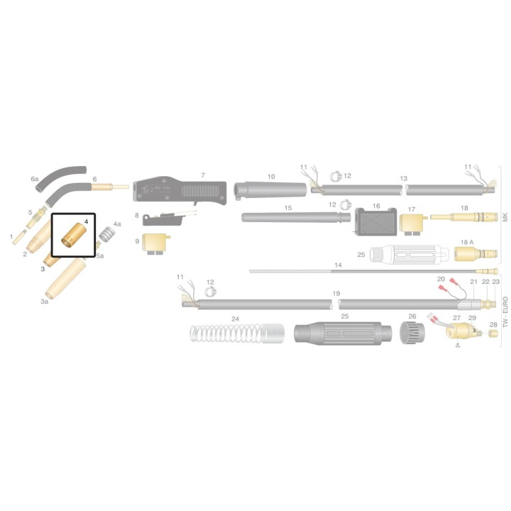 Ugello gas PASSO FINE Ø 13-16-19 mm per torcia TW (10pz)