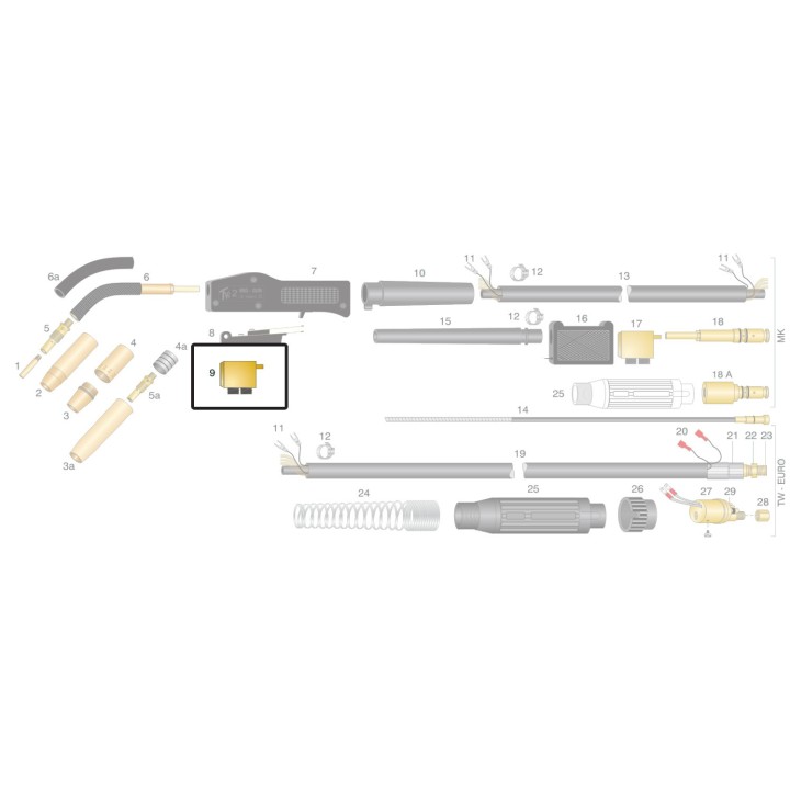 Corpo torcia completo 01.102 per modelli TW2 e TW3
