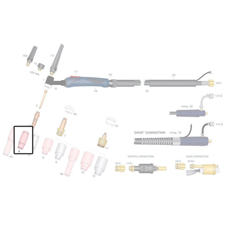 Ugello ceramica Ø 6-19 mm torce Serie WP saldatura TIG (10 pz)
