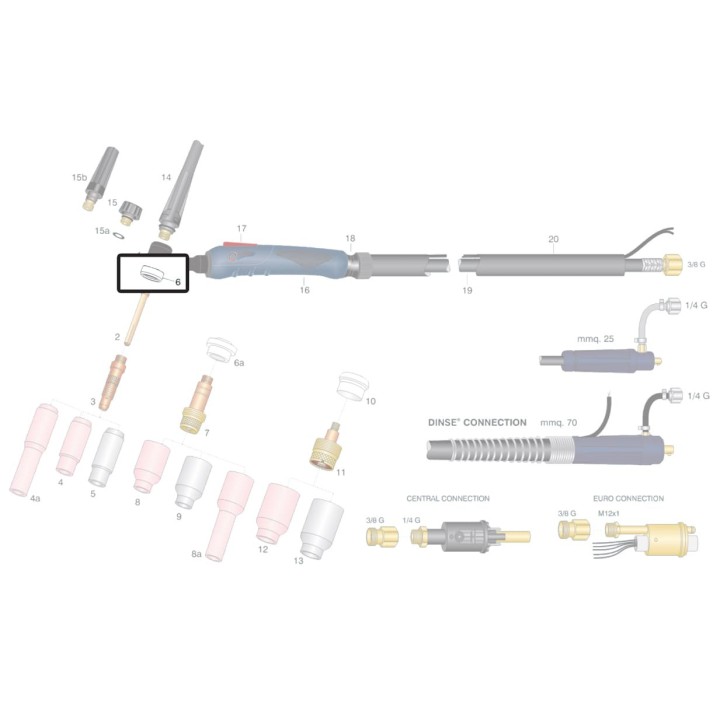 Isolante inferiore torce Serie WP saldatura TIG (10 pz)
