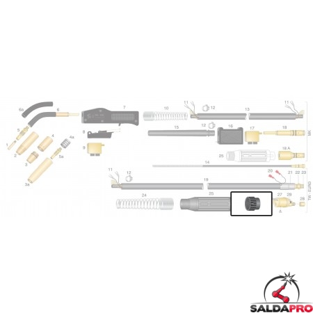 dettaglio posizione ghiera ricambio torce tw bz trf trgk tynos