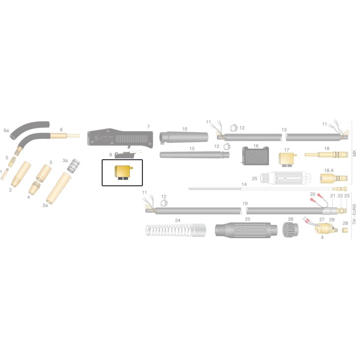 Corpo torcia completo 01.104 per modelli TW4 e TW5