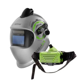 Maschera da saldatura e684 DIN 5-13 con sistema PAPR e3000 Optrel