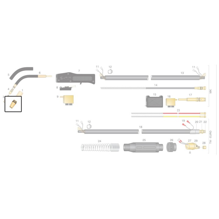 Boccola isolante PASSO LARGO / FINE per torcia TW5 (10pz)