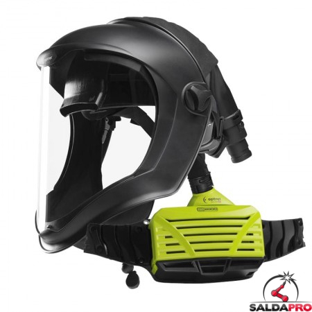 Casco g300 con sistema PAPR e3000 Optrel per molatura