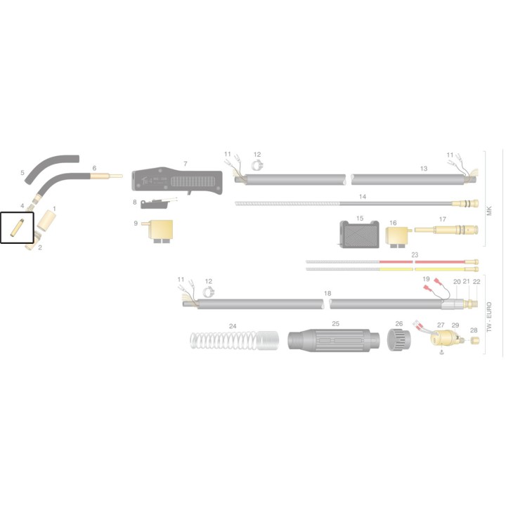 Punta serie 15H per torcia TW5 Ø 1,0 - 2,4 (10pz)