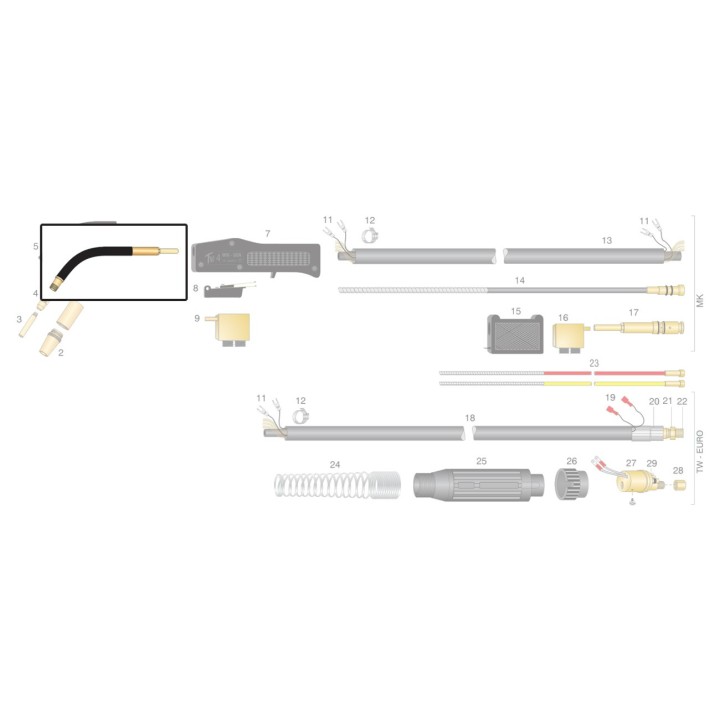 Lancia completa lunga / corta per torcia TW5