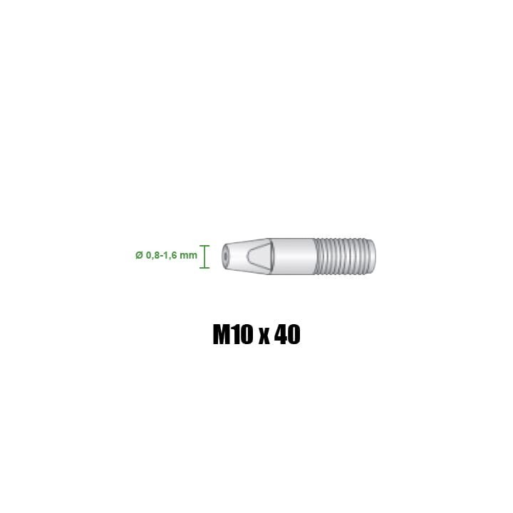 Punte guidafilo M10x40 Ø 0,8-1,6 per torce Serie NL - NW - NCR (10pz)