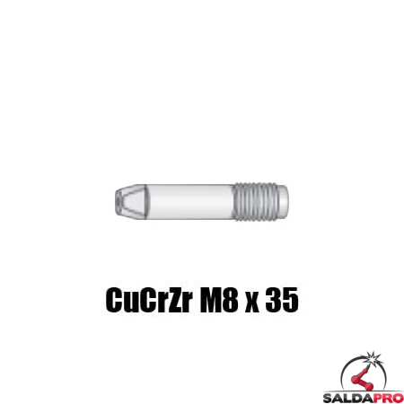 Punte guidafilo CuCrZr M8x35 Ø 0,8-1,6 per torce Serie NL - NW - NCR (10pz)