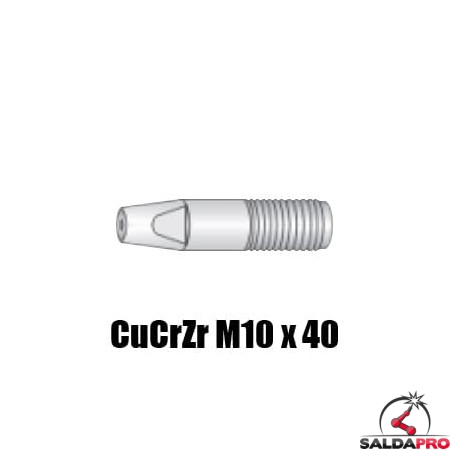 Punte guidafilo CuCrZr M10x40 Ø 0,8-1,6 per torce Serie NL - NW - NCR (10pz)