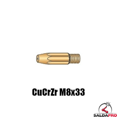 Punta guidafilo CuCrZr M8x33 Ø0,8-1,6 per torce Serie MCF MG MECHAFIN® (10pz)