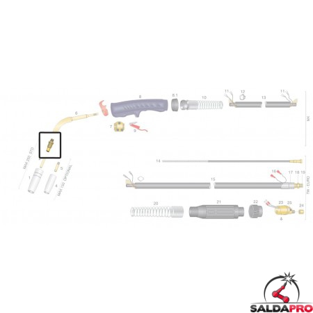 Dettaglio diffusore gas di ricambio per torcia TRF MAX 250